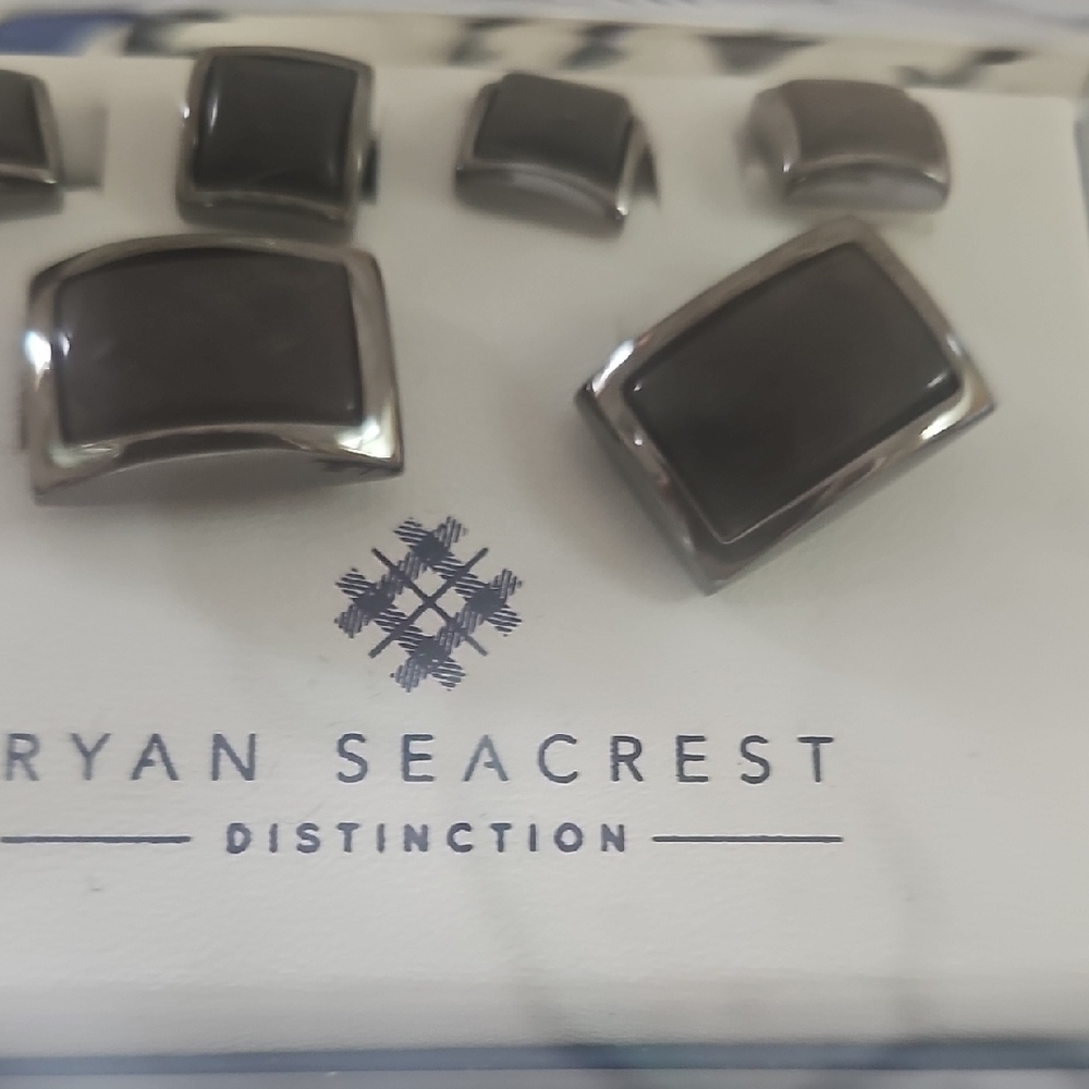 Ryan Seacrest Distinction NWT Men’s Cufflink Set in Gunmetal Black - Picture 2 of 5